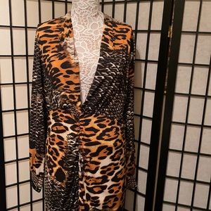Long Sleeve Animal Print MIDI Dress